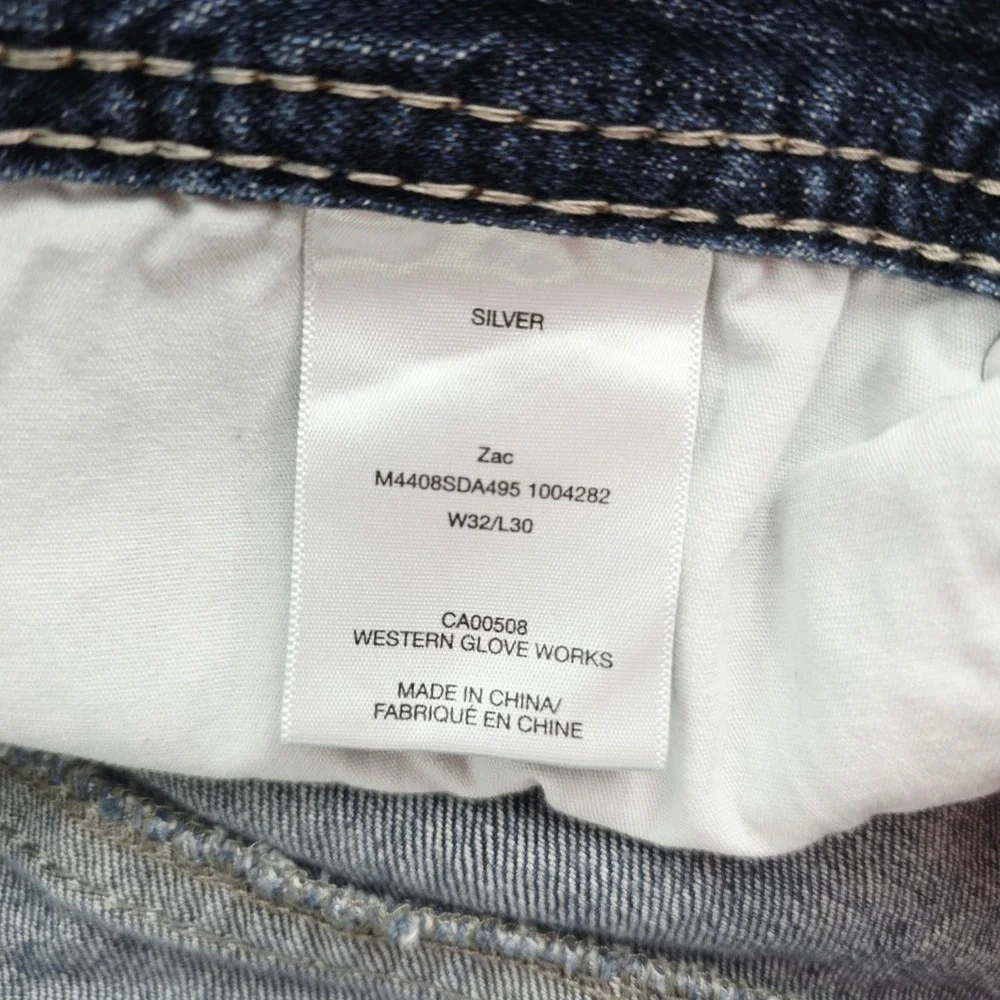 Silver Jeans Co Zac Men 32x30 Relaxed Straight Red Line Selvedge Denim M4408